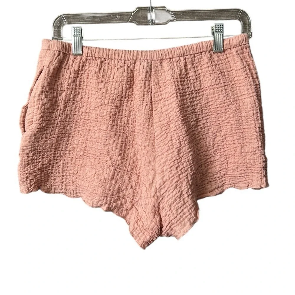 Zara Womens Gauze Shorts Drawstring Waist Casual Summer Loungewear Pink Beach‎ M